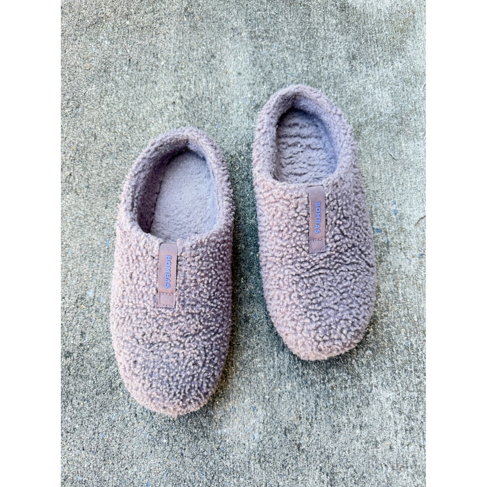Bombas Women Sherpa Mule Slippers Mauve Purple Size 9 Cozy Slip On Shoes